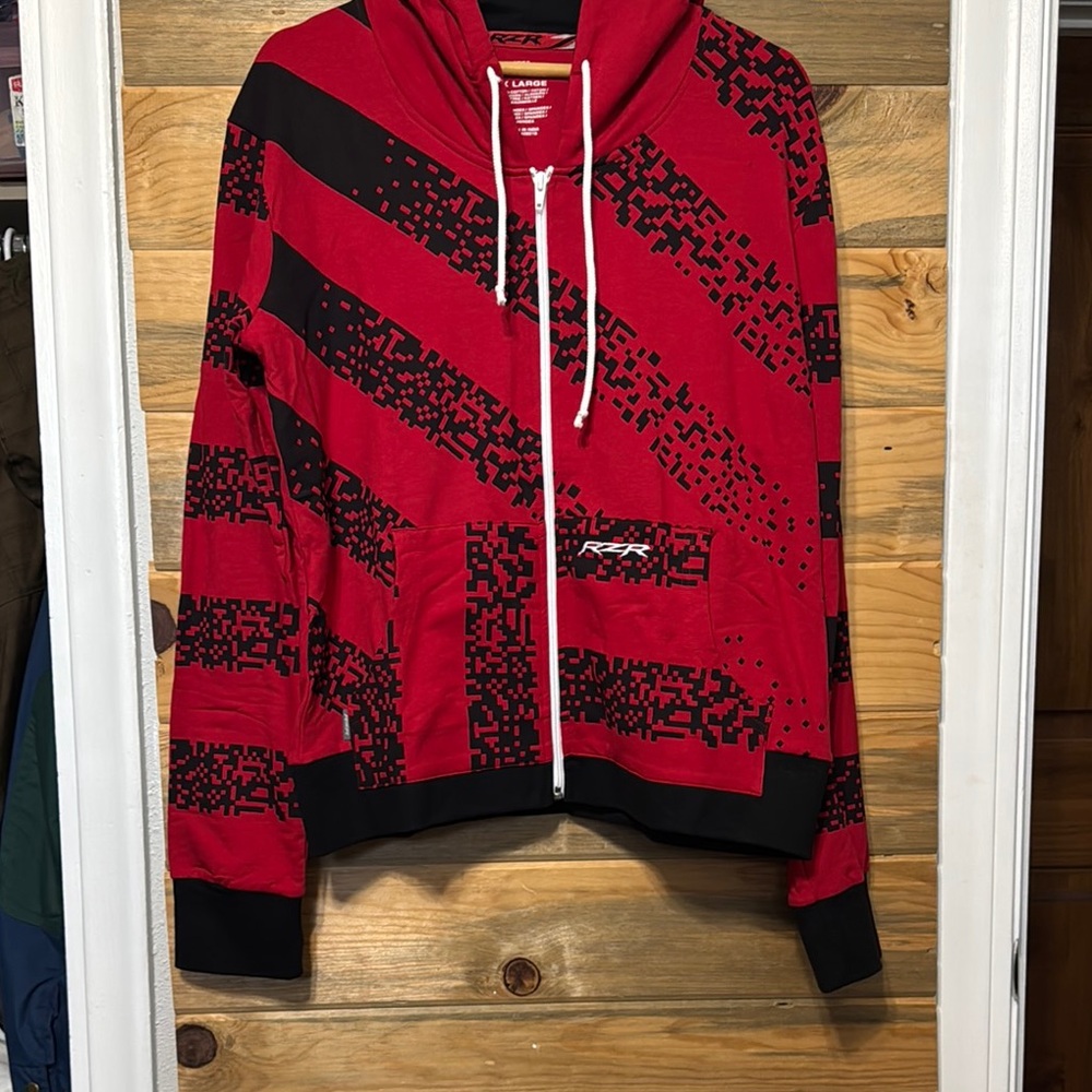 Women's Polaris RZR Long Sleeve Zip Up Red and‎ Black Hoodie Sweatshirt Size: XL